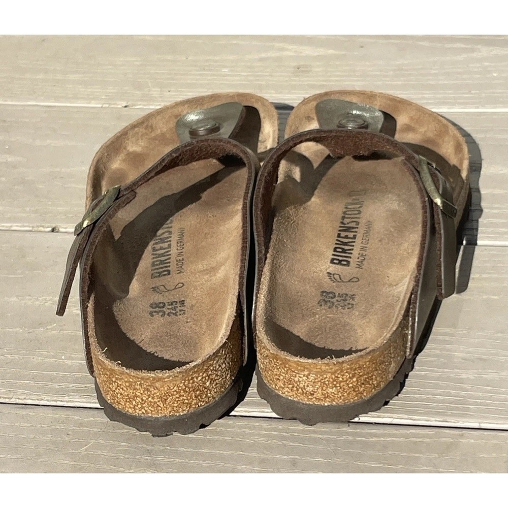 Birkenstock Gizeh Birko-Flor Womens Sz 38 L 7 Comfort Casual Summer Gold Sandals - Picture 3 of 8